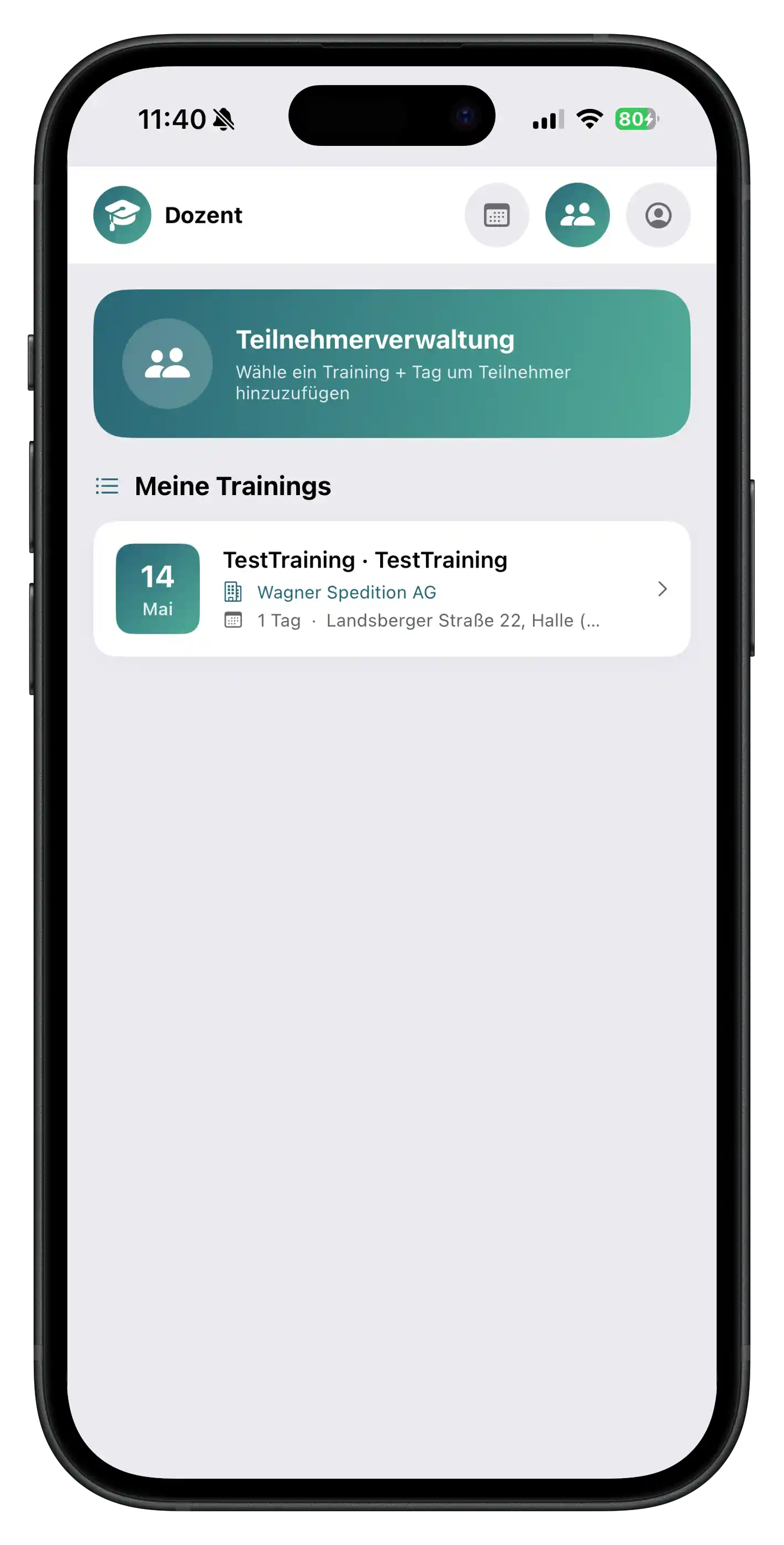 Dozenten-Dashboard in der BKF App