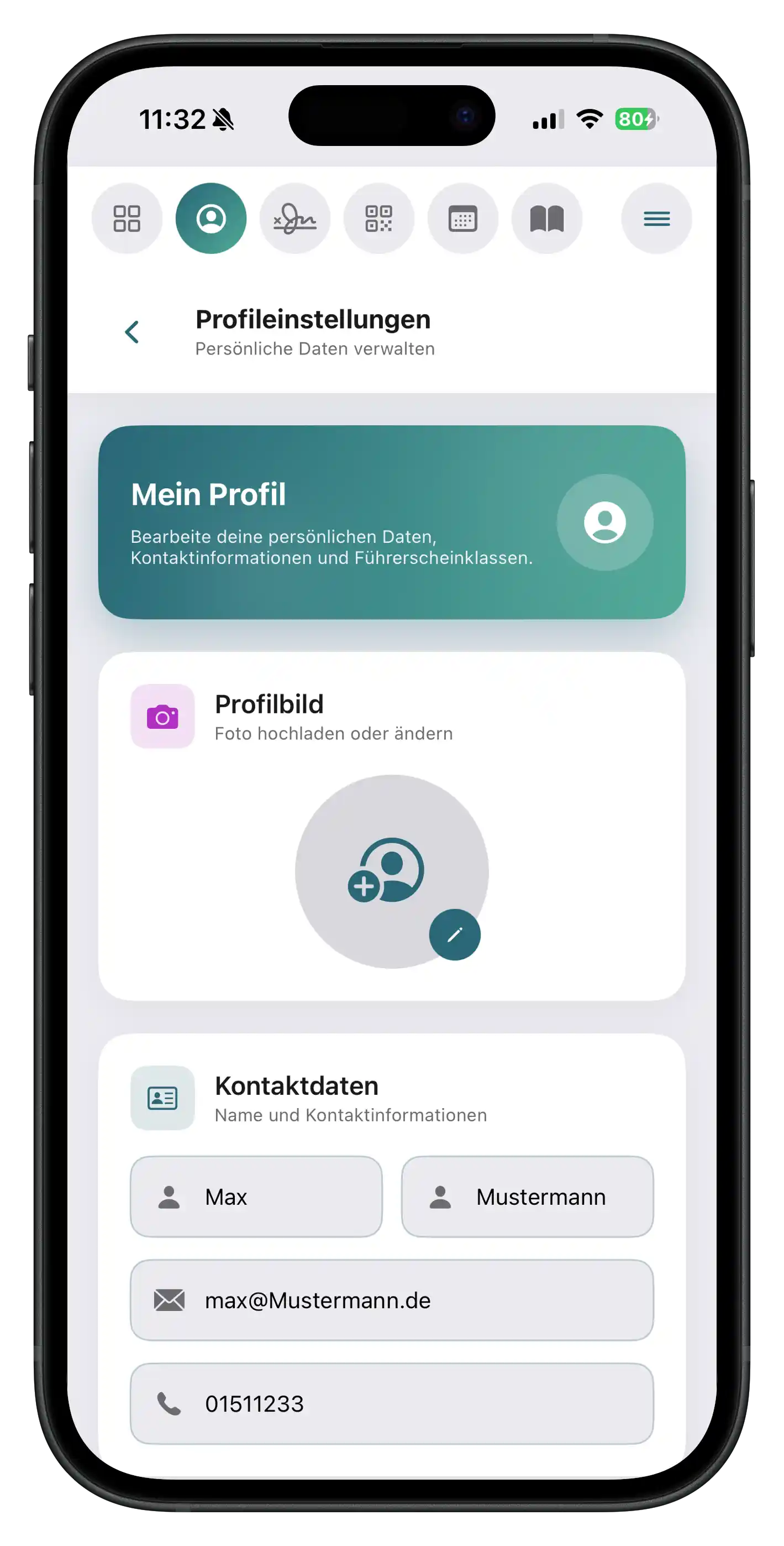 BKF App Profil verwalten