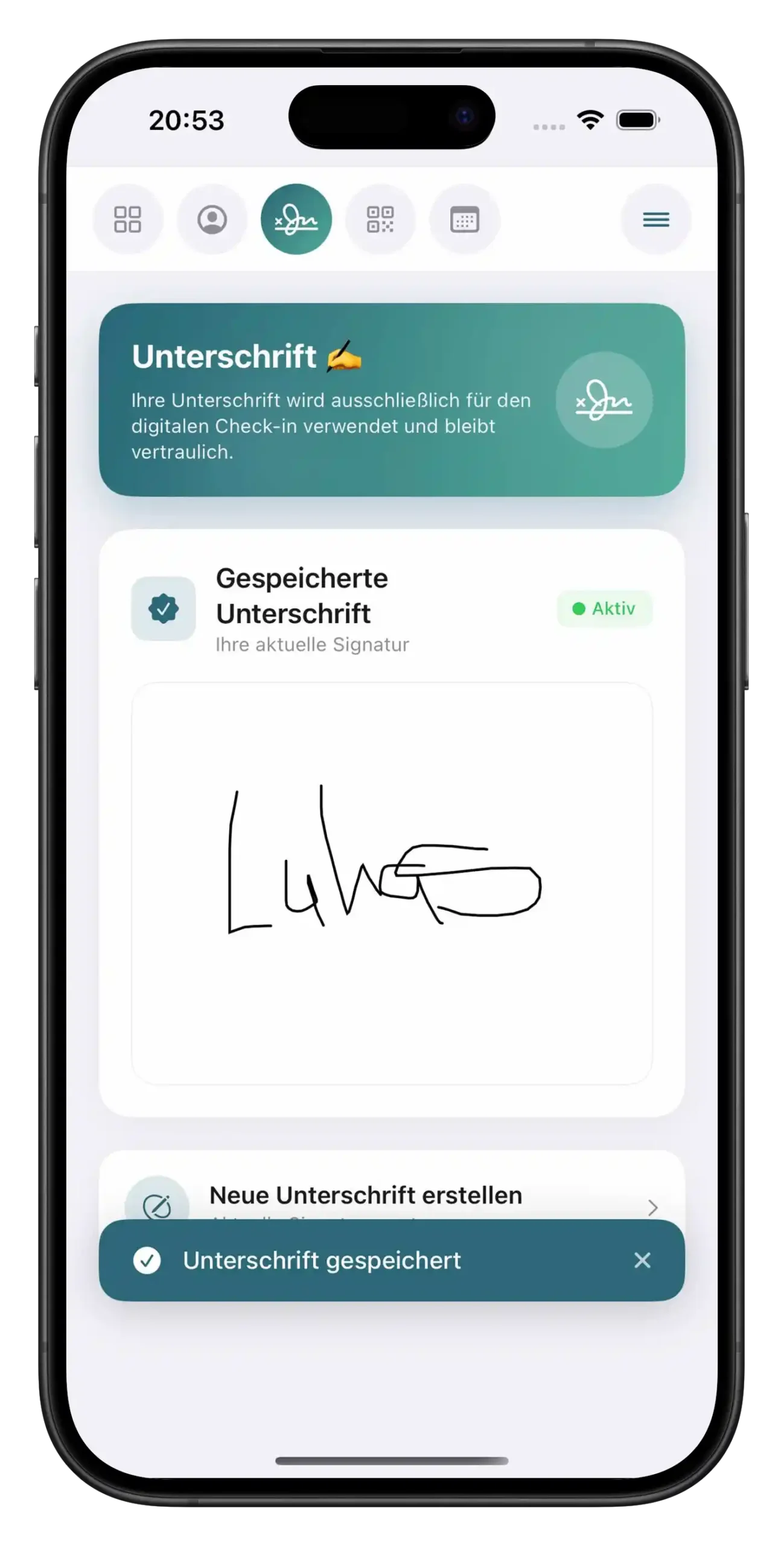 Digitale Unterschrift in der BKF App